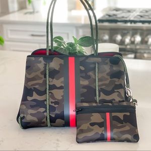 Haute Shore Greyson neoprene tote in camo. Fits everything/great for travel.